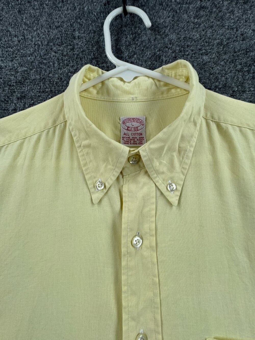 VTG Brooks Brothers Mens Button-Down Yellow Large Short Sleeve Pocket Shirt